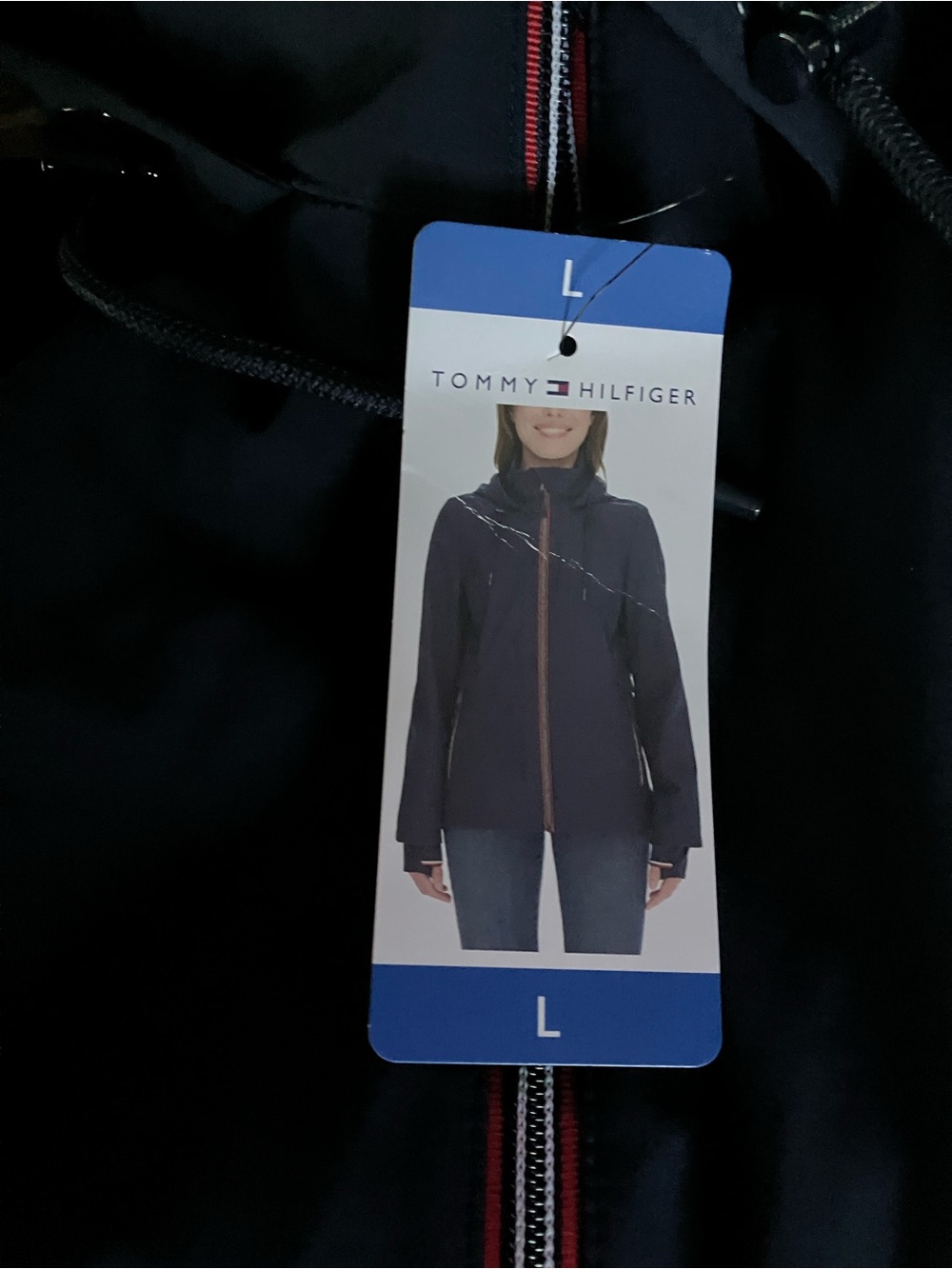 NWT, Tommy Hilfiger Navy Blue Jacket, With Hood, Size  L - Picture 5 of 6